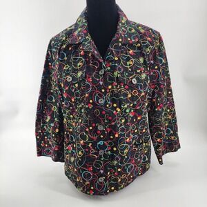 Christopher & Banks Multicolor Geometric Print‎ Jacket Women's Size M Stretch